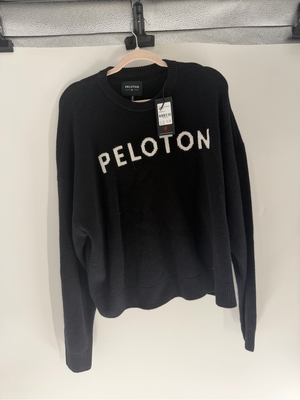 Peloton Black Crewneck Sweater with White Logo